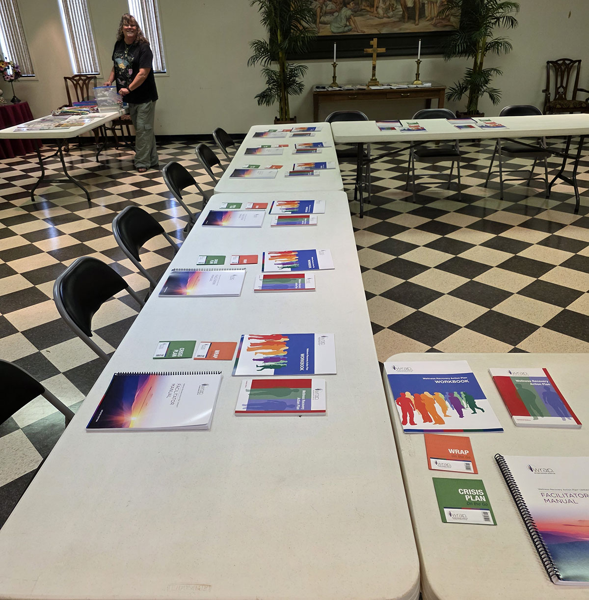 WRAP Facilitator Training room prepared with course materials.
